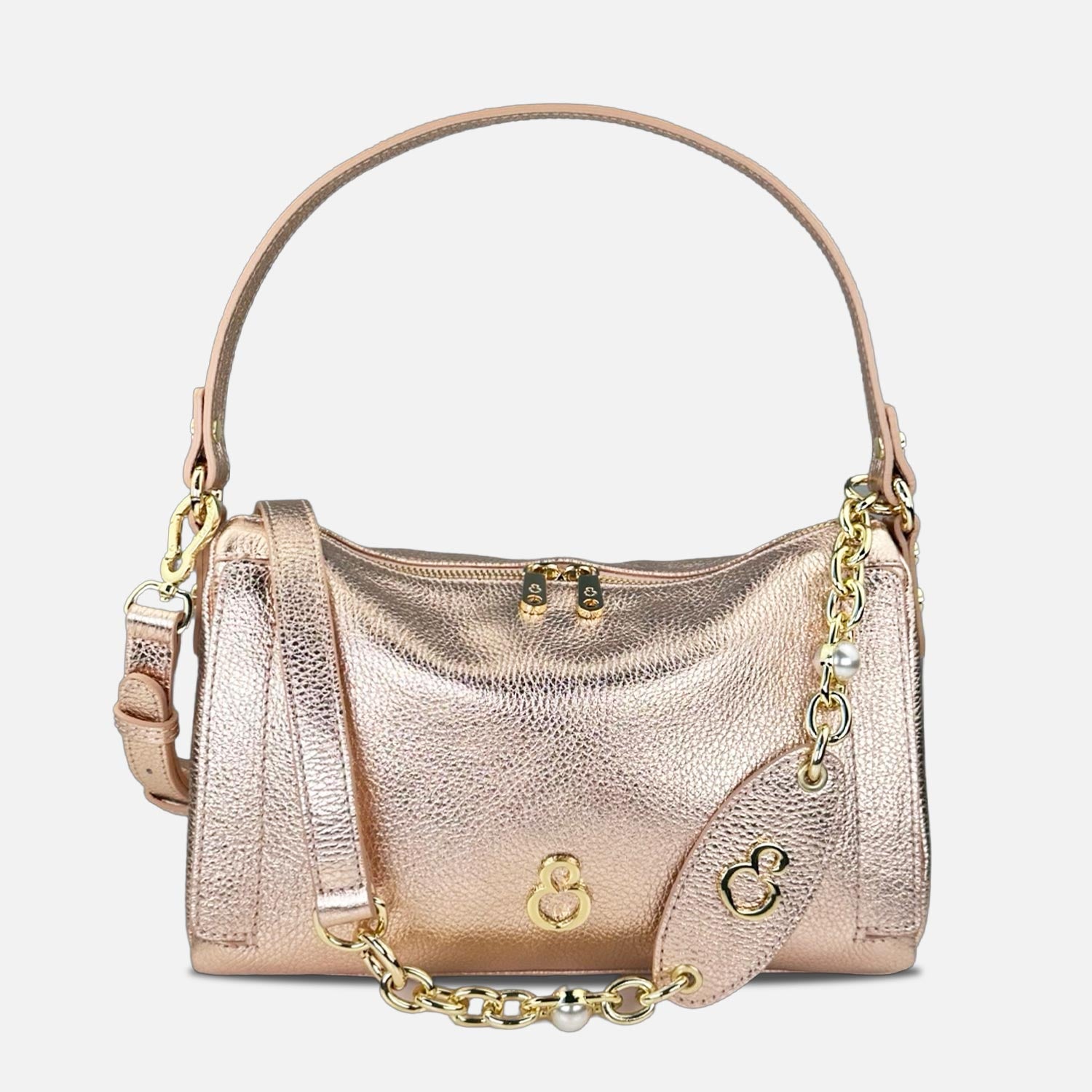 Borsa a spalla Angelica Golden Rose Pelle Martellata Oro