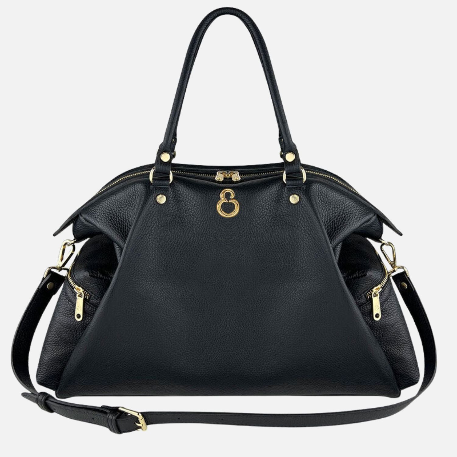 Shopper Stella Black Hammered Leather Gold