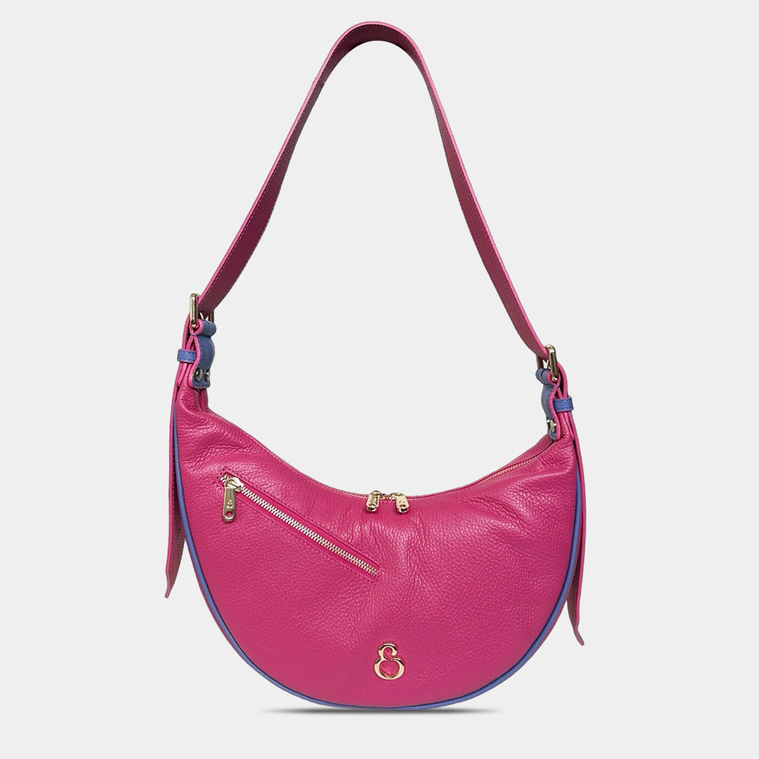 Mini Tokyo Shoulder Bag Raspberry Currant Trim Hammered Leather Gold