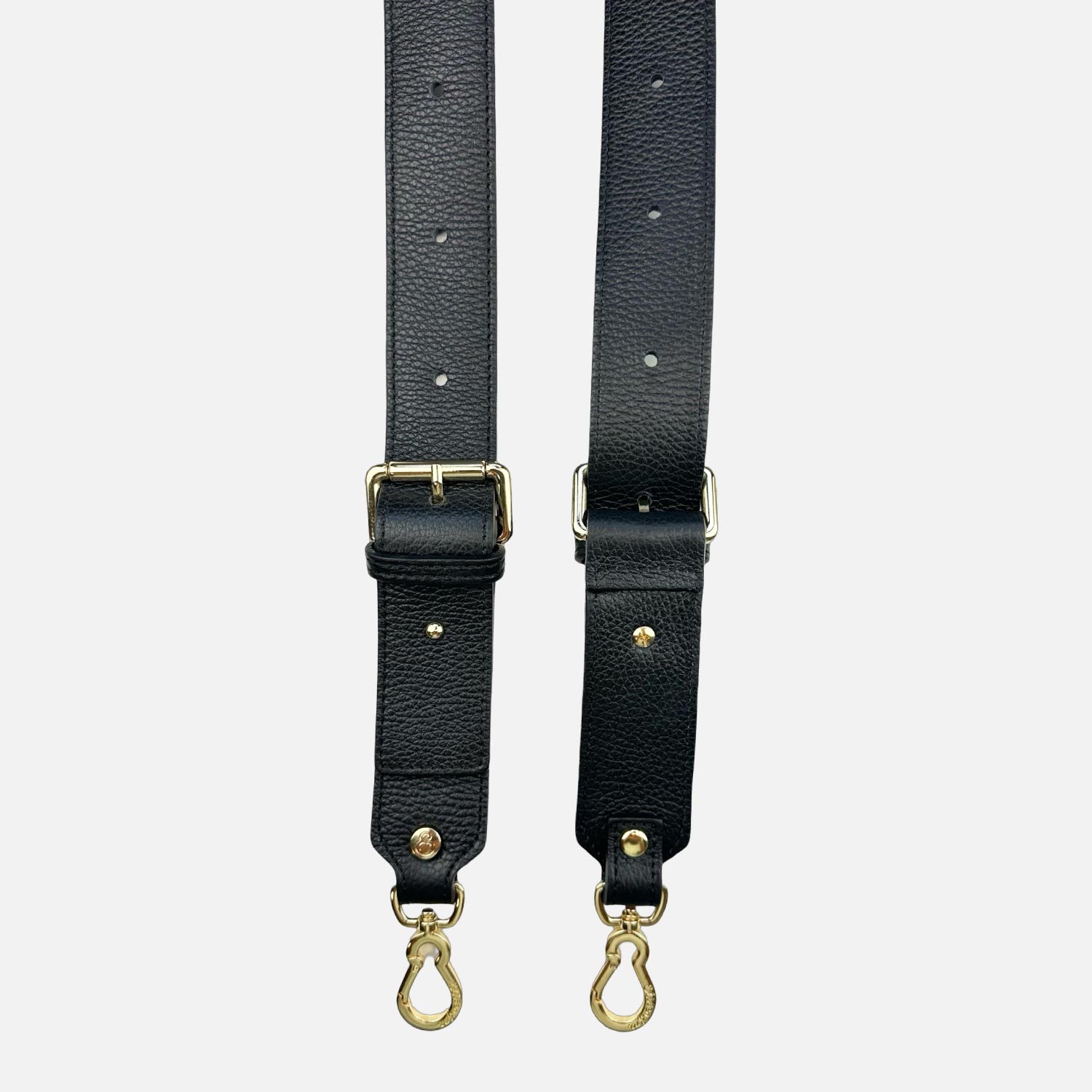 Shoulder Strap 120 cm Black Hammered Leather Gold